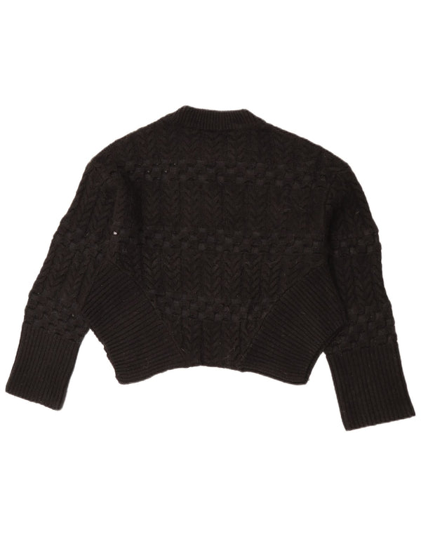 Damski sweter Zara z okrągłym dekoltem UK 10, mały, czarny, geometryczny