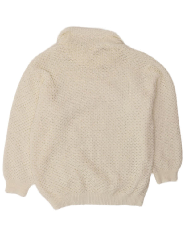 Damski sweter oversize VINTAGE z wywijanym dekoltem UK 14, średni biały