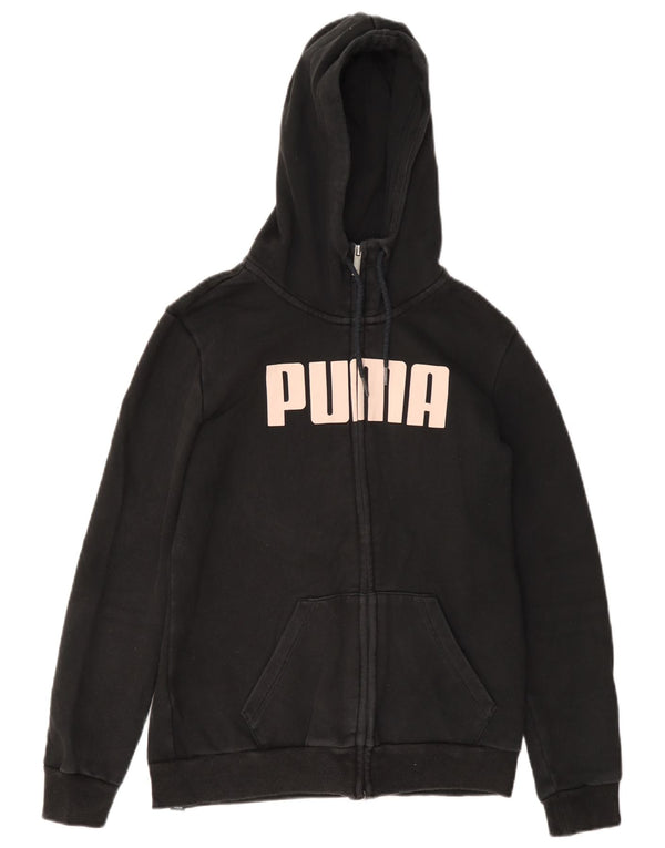 Damski sweter Puma z grafiką i zamkiem błyskawicznym o regularnym kroju, UK 10, mały, czarny, bawełniany