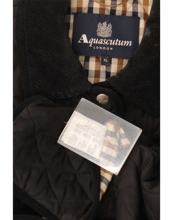 Damska pikowana kurtka Aquascutum UK 18 XL, czarny jedwab