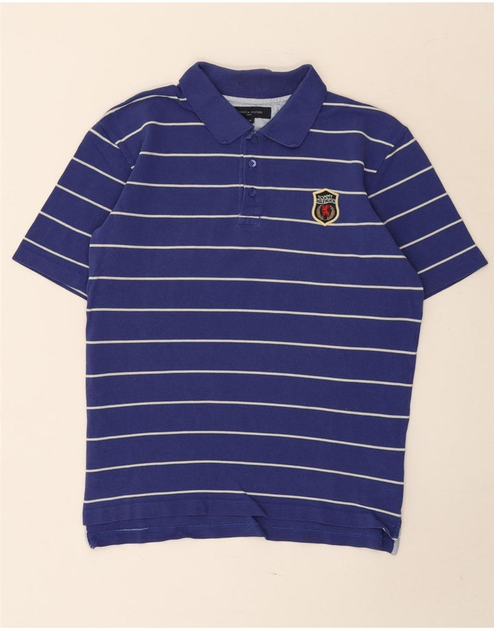Męska koszulka polo Tommy Hilfiger, bawełniana w średnie niebieskie paski
