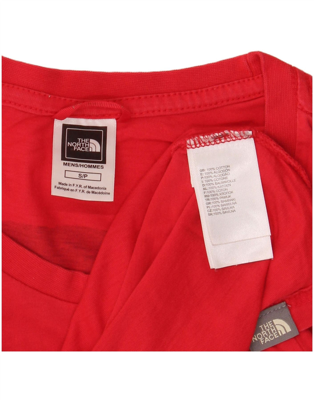 Męski T-shirt z grafiką The North Face, mały, czerwony, bawełniany