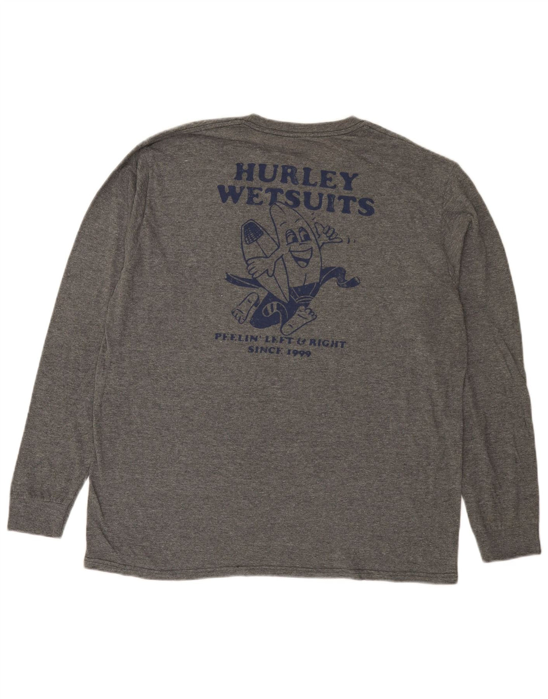 Męski top z grafiką Hurley z długim rękawem, duży, szary, bawełniany w cętki