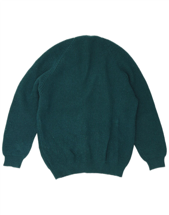 Vintage męski sweter rozpinany, duży, zielony, wełniany