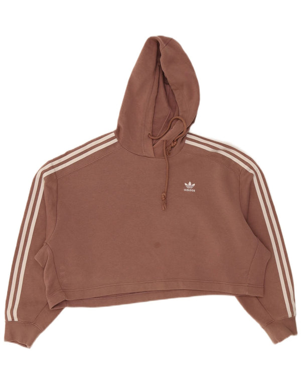 Damska bluza z kapturem Adidas Crop Oversized UK 14 Średnia brązowa bawełna