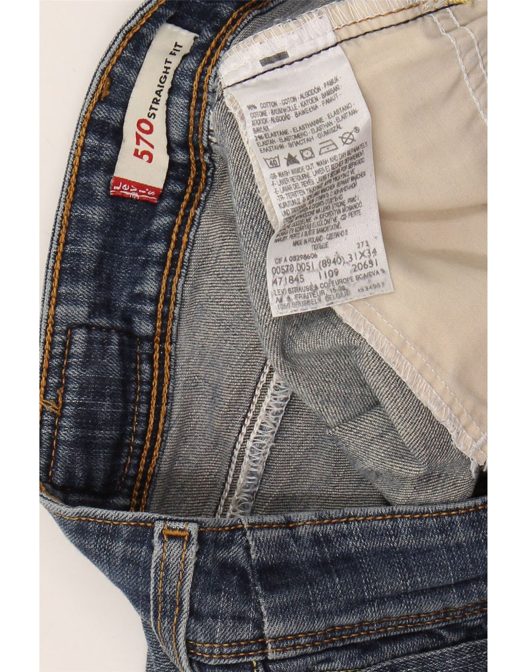 LEVI'S Womens 570 Straight Jeans W31 L34 Blue Cotton Vintage Levi's and Second-Hand Levi's from Messina Hembry 
