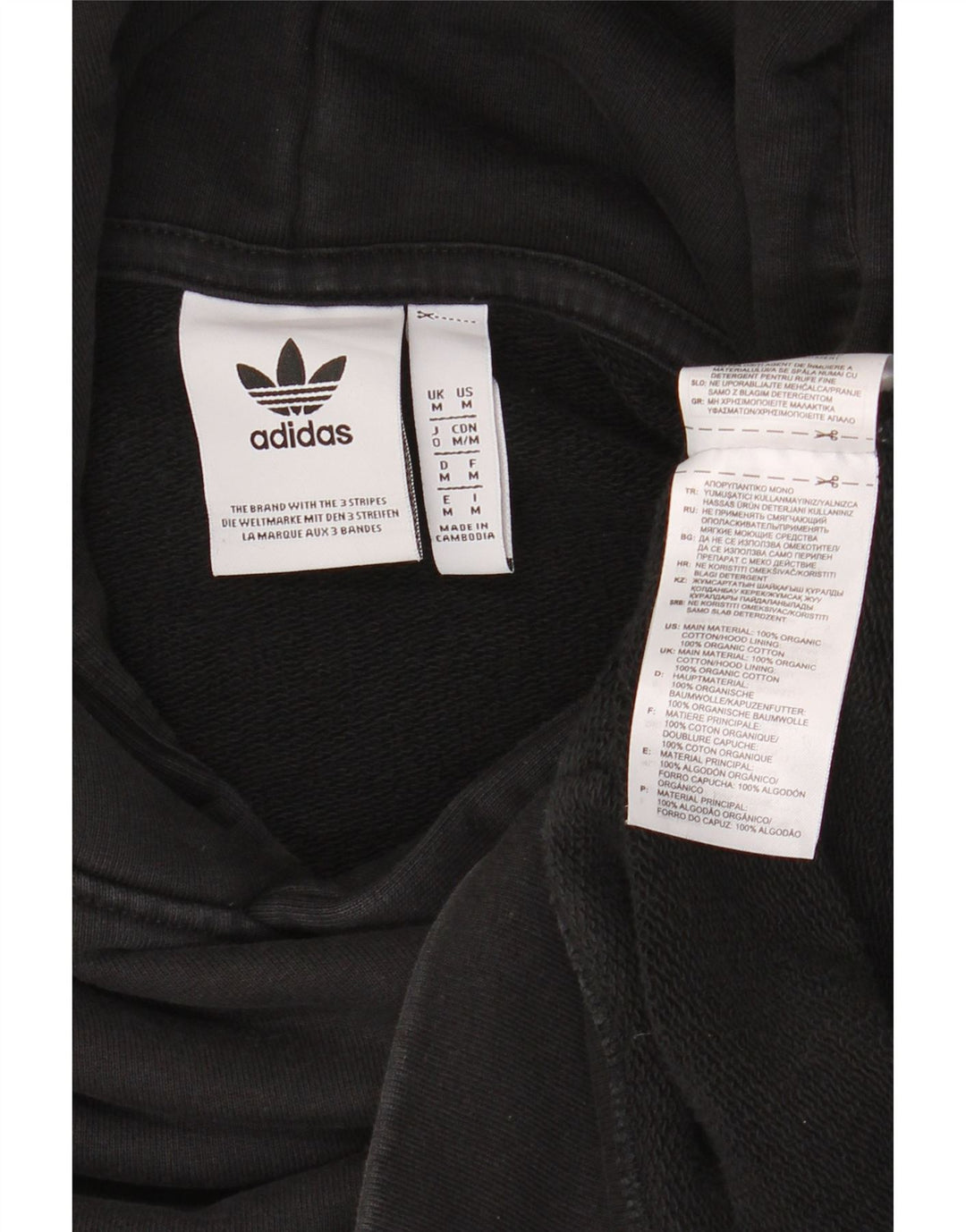 Męski sweter z kapturem ADIDAS, średni czarny, bawełniany