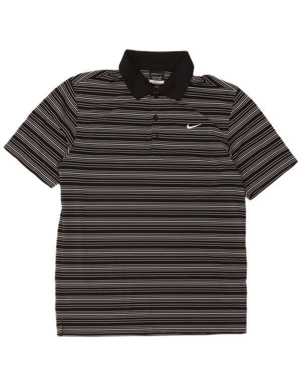 Męska koszulka polo Nike Dri Fit, mała, czarna, poliestrowa w paski