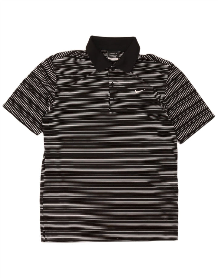 Męska koszulka polo Nike Dri Fit, mała, czarna, poliestrowa w paski