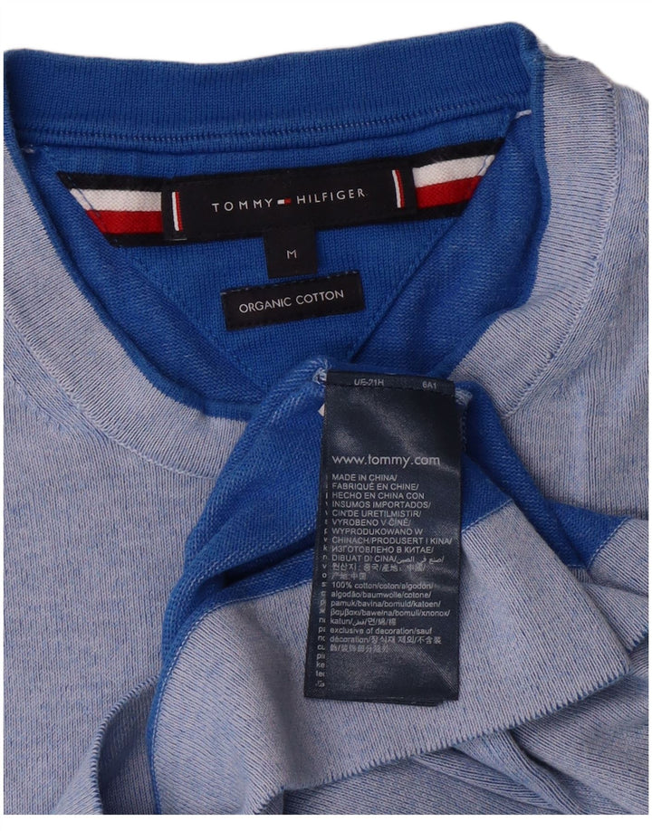 Męski sweter z okrągłym dekoltem TOMMY HILFIGER Średni niebieski, bawełniany