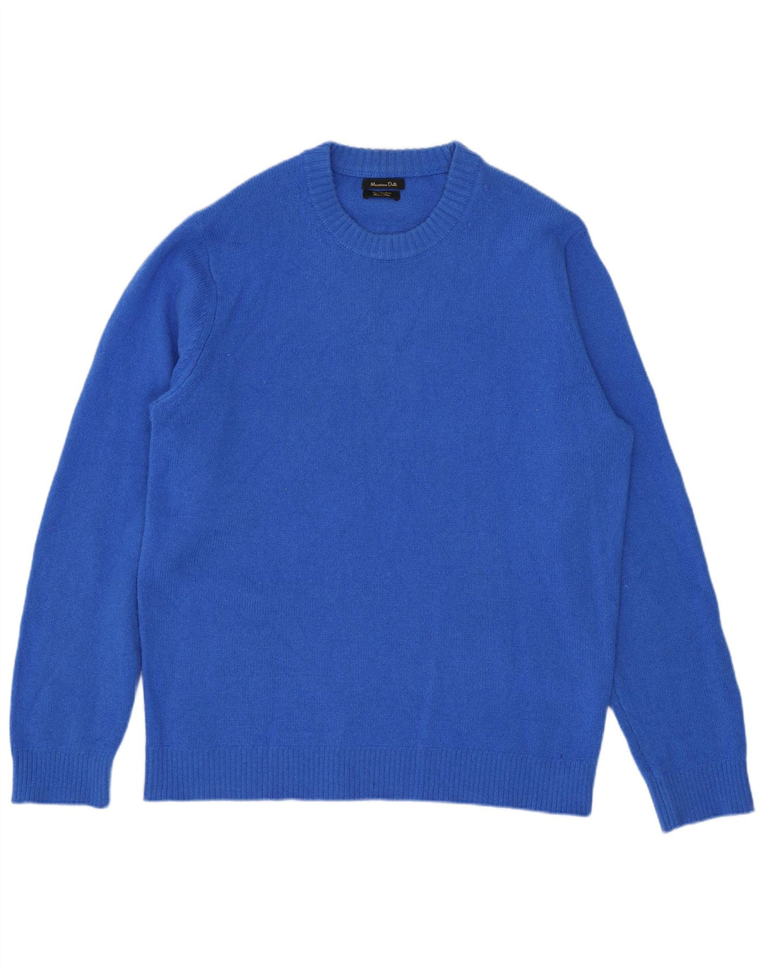 Męski sweter z okrągłym dekoltem Massimo Dutti, duży, niebieski, wełniany