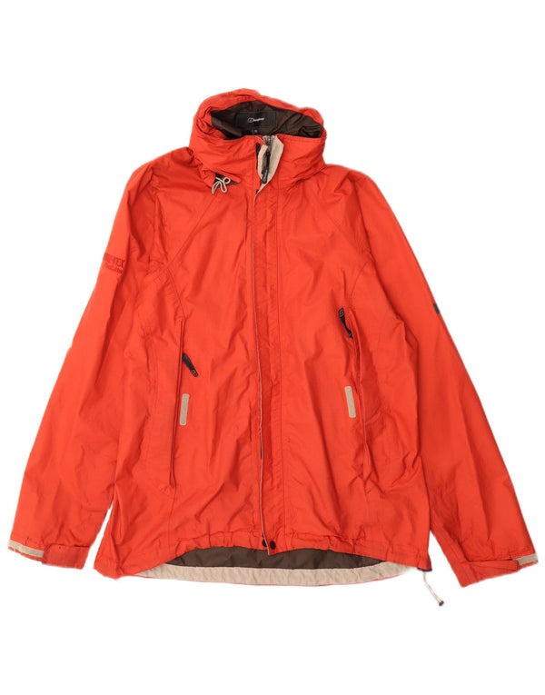 Damska kurtka wiatrówka z kapturem, oversize, Berghaus UK 10, mała pomarańczowa