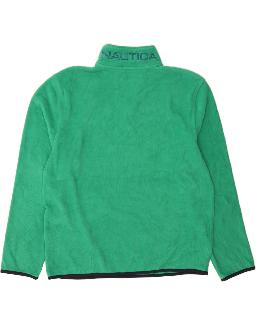 NAUTICA Mens Zip Neck Fleece Jumper Large Green Polyester Vintage Nautica and Second-Hand Nautica from Messina Hembry 