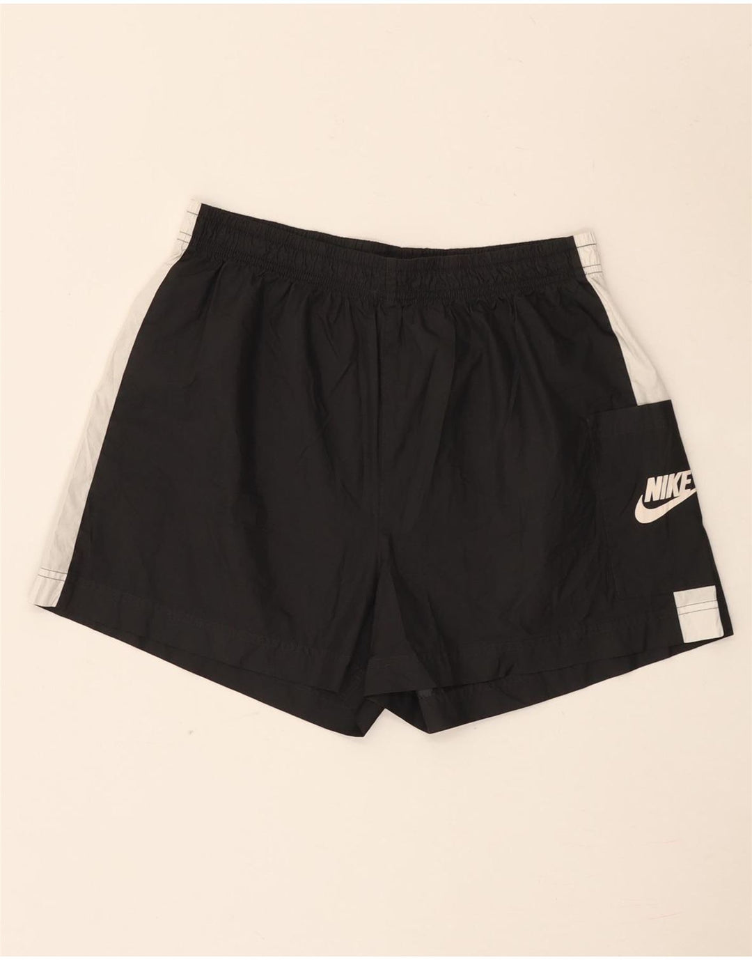 Damskie spodenki sportowe Nike Graphic UK 16, duże, czarne, z blokami kolorów, poliestrowe
