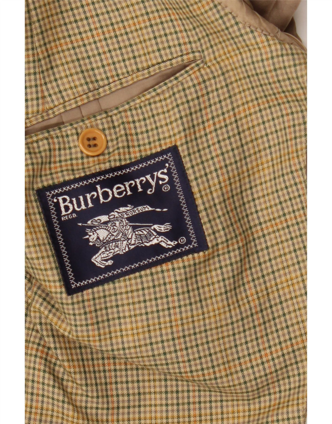 Męska marynarka Burberrys zapinana na 2 guziki IT 52, duża, beżowa, bawełniana krata