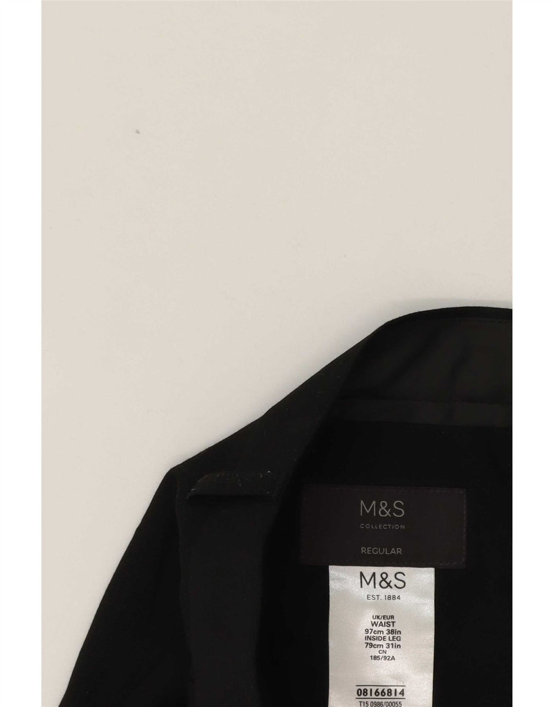 Marks & Spencer Męskie zwężane spodnie garniturowe W38 L31 Czarny poliester klasyczny