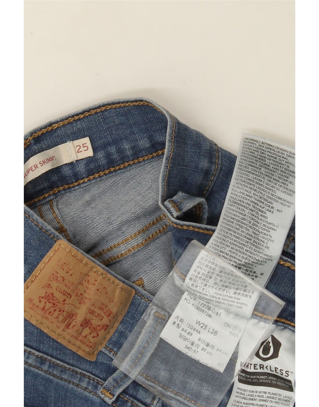 Damskie jeansy LEVI'S 710 Super Skinny W25 L28 Niebieskie bawełniane