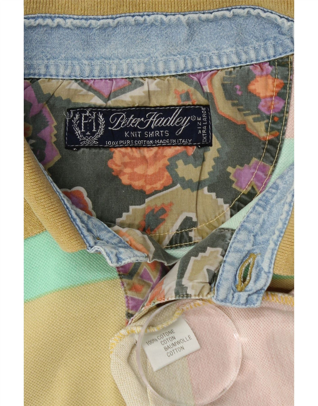 PETER HADLEY Męska koszulka polo XL, bawełniana w kolorowe paski