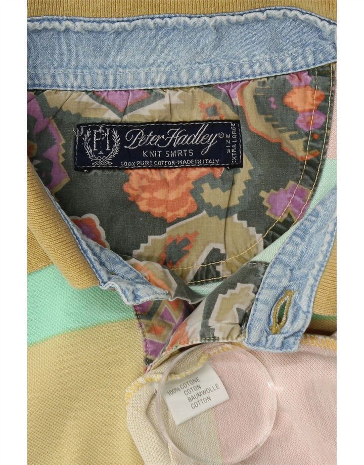 PETER HADLEY Męska koszulka polo XL, bawełniana w kolorowe paski