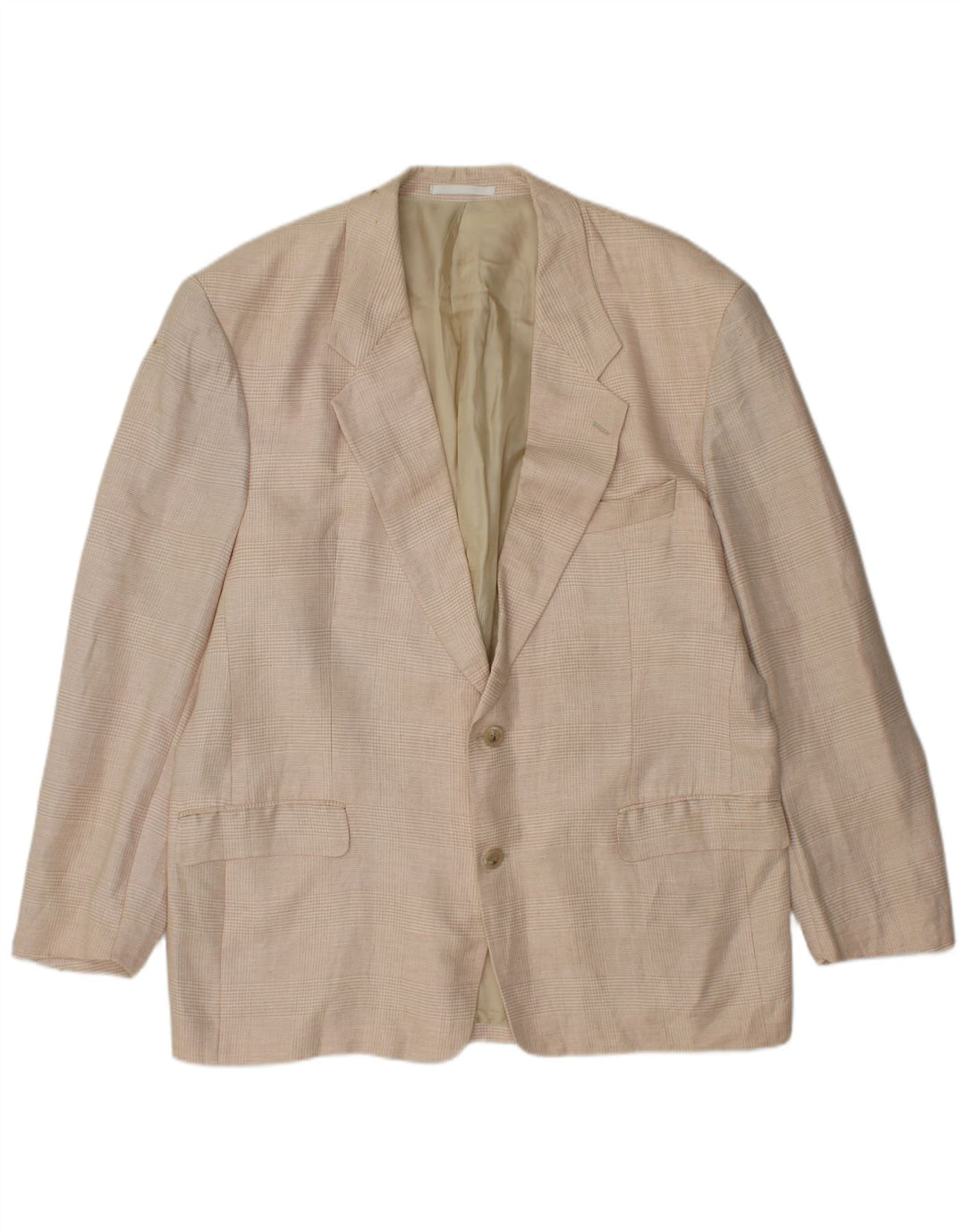 Męska marynarka zapinana na 2 guziki HUGO BOSS EU 56 3XL, beżowa, lniana w kratę