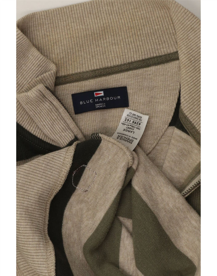 Marks & Spencer Męski sweter w kolorze niebieskim, zapinanym na zamek, w kolorze khaki