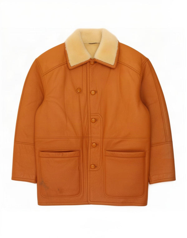 Vintage męska kurtka shearling IT 52 XL brązowa