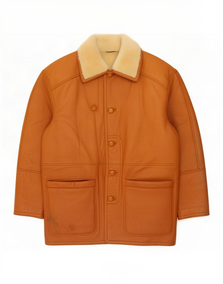 Vintage męska kurtka shearling IT 52 XL brązowa