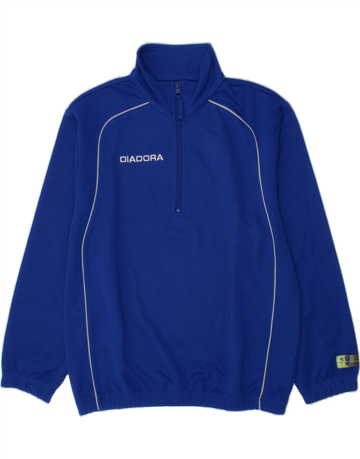 DIADORA Boys Zip Neck Pullover Tracksuit Top 9-10 Years Large  Blue Vintage Diadora and Second-Hand Diadora from Messina Hembry 