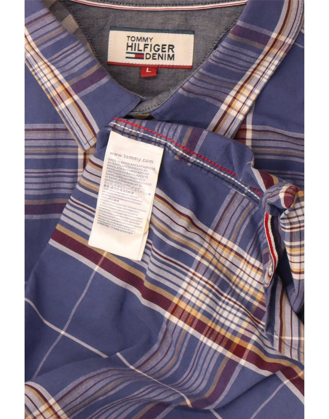 Męska koszula o regularnym kroju Tommy Hilfiger, duża, niebieska bawełniana krata