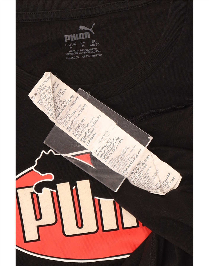 Męska koszulka z grafiką Puma, średnia czarna bawełna