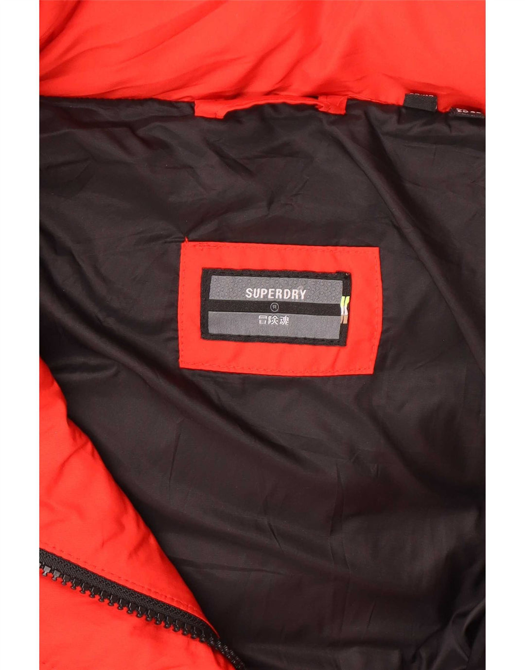 Damski ocieplany płaszcz z kapturem Superdry UK 12, średni czerwony poliester