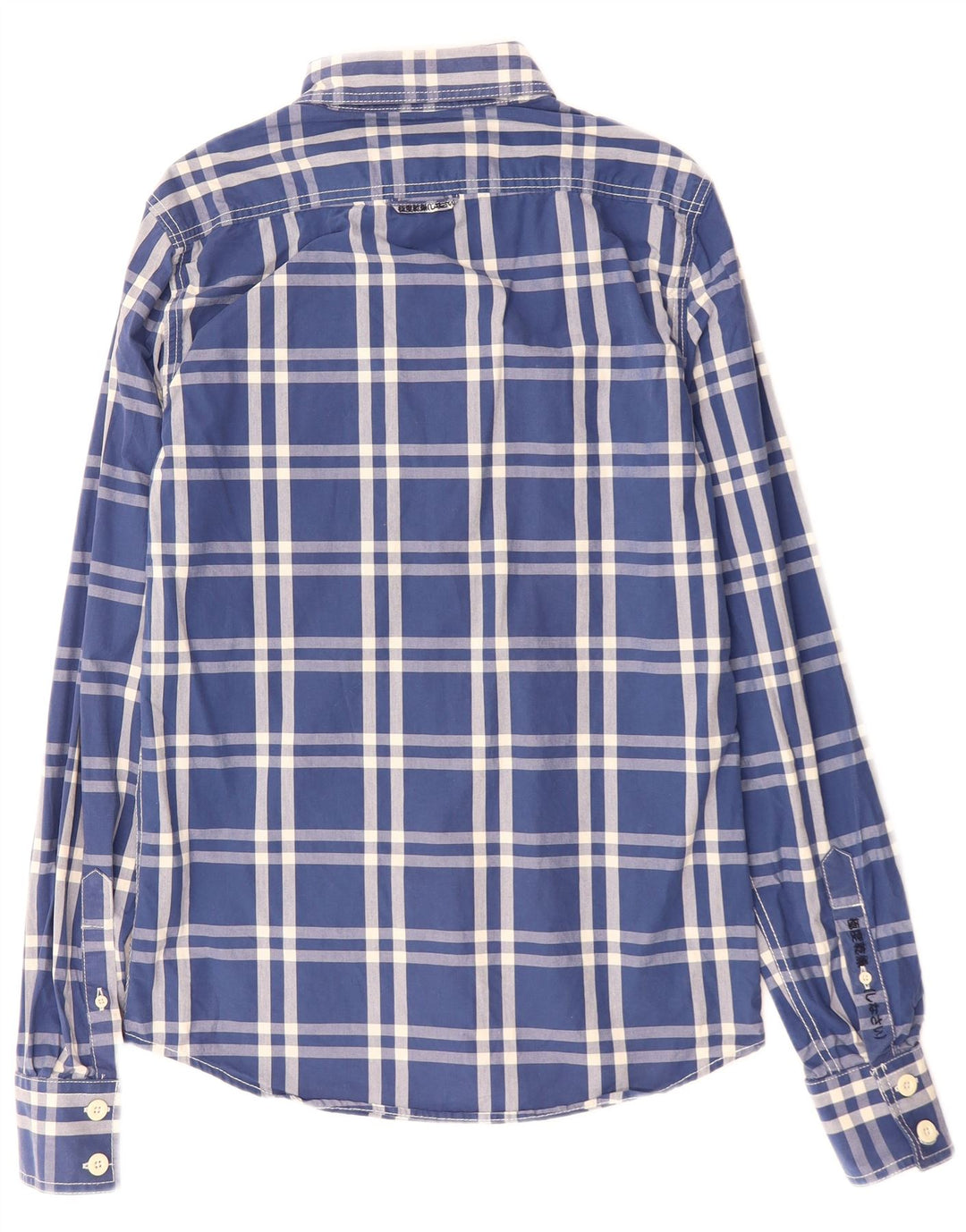 SUPERDRY Koszula męska w średnią niebieską kratę, bawełniana