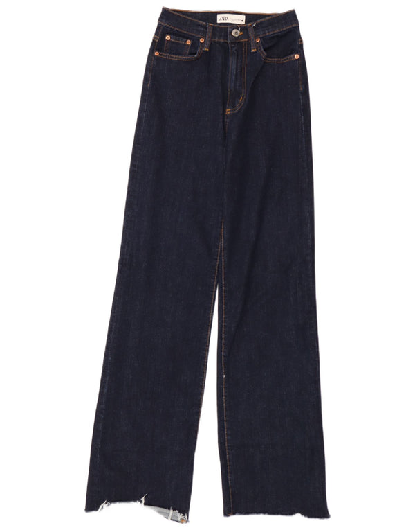 Damskie jeansy z szeroką nogawką Zara EU 34 2XS W24 L34 Granatowa bawełna