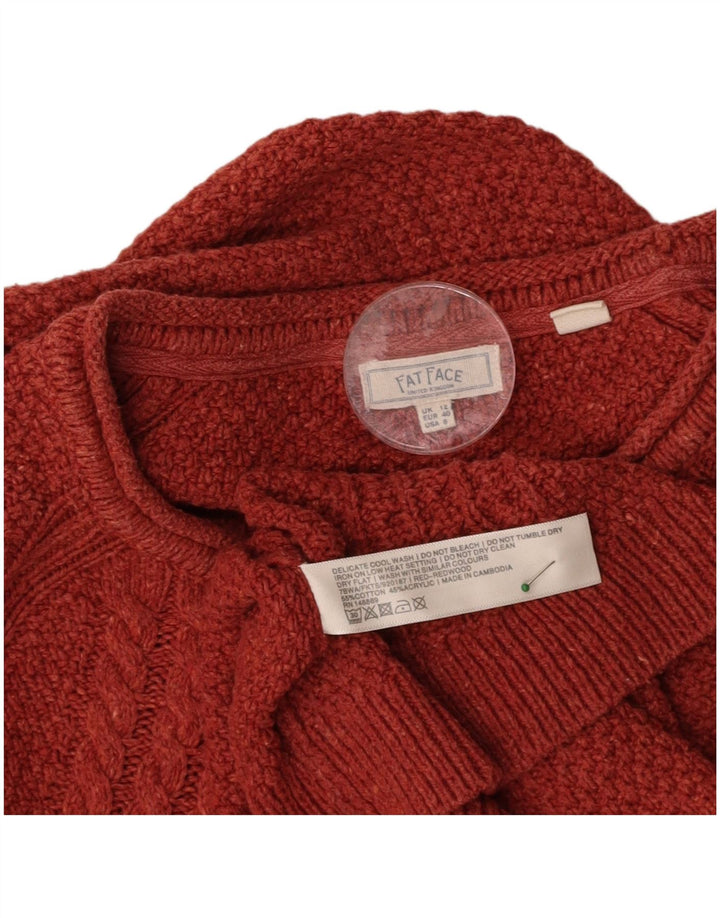 FAT FACE Womens Oversized Boat Neck Jumper Sweater UK 12 Medium Red Cotton