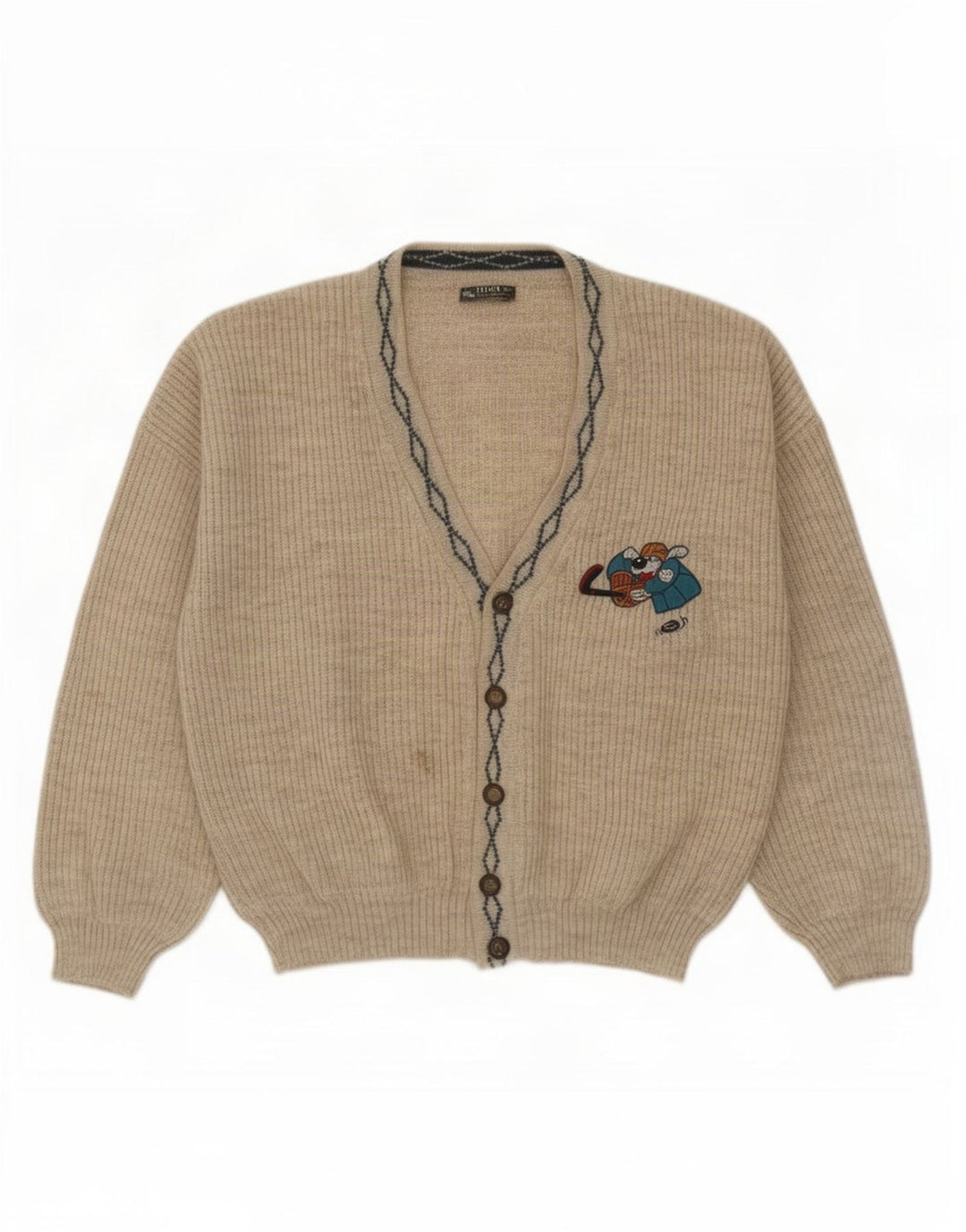 Sweter męski w stylu vintage, duży, szary, wełniany