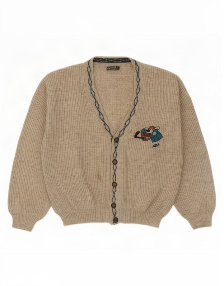 Sweter męski w stylu vintage, duży, szary, wełniany