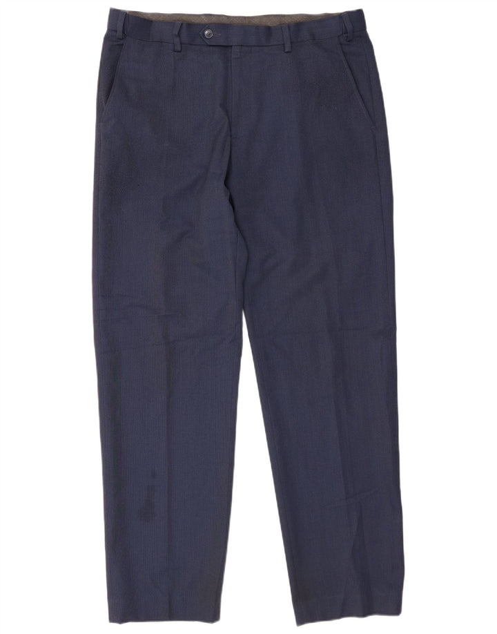 Męskie spodnie garniturowe Marks & Spencer Straight Regular W36 L31 Granatowe