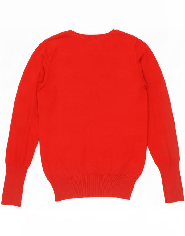 Sweter damski Zara z dekoltem w kształcie litery V, UK 12, średni czerwony