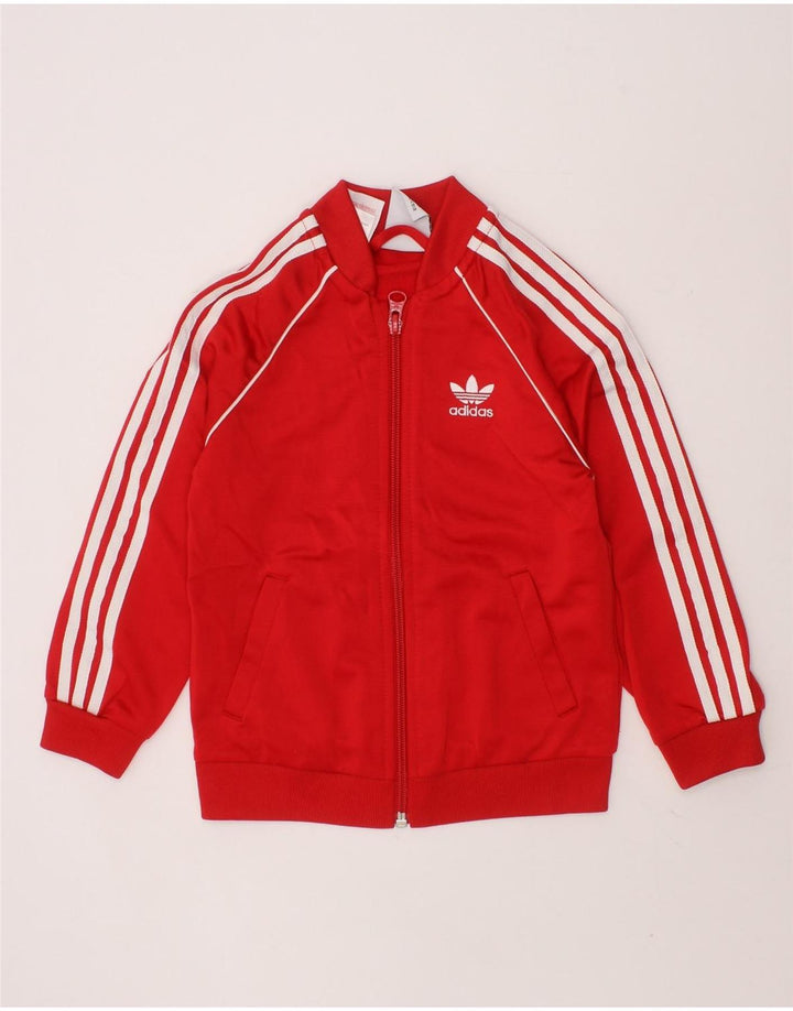 ADIDAS Boys Tracksuit Top Jacket 2-3 Years Red Polyester Vintage Adidas and Second-Hand Adidas from Messina Hembry 