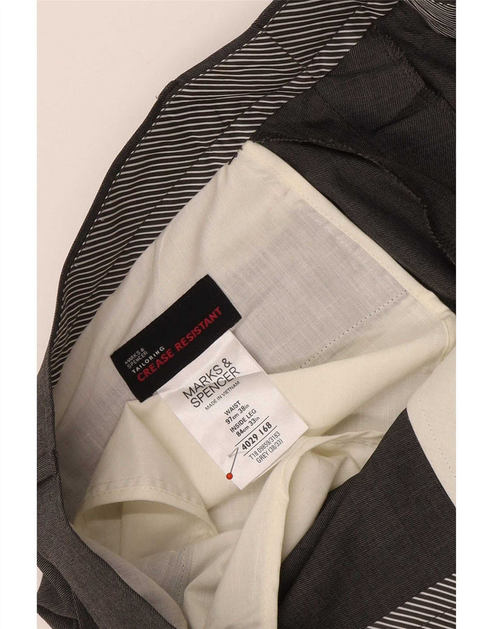 Marks & Spencer Męskie proste spodnie garniturowe W38 L31 Szary poliester