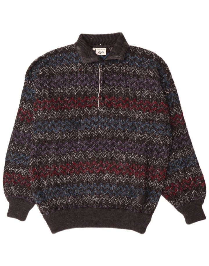 Męski sweter z golfem w stylu vintage IT 52, duży, wielobarwny jodełka