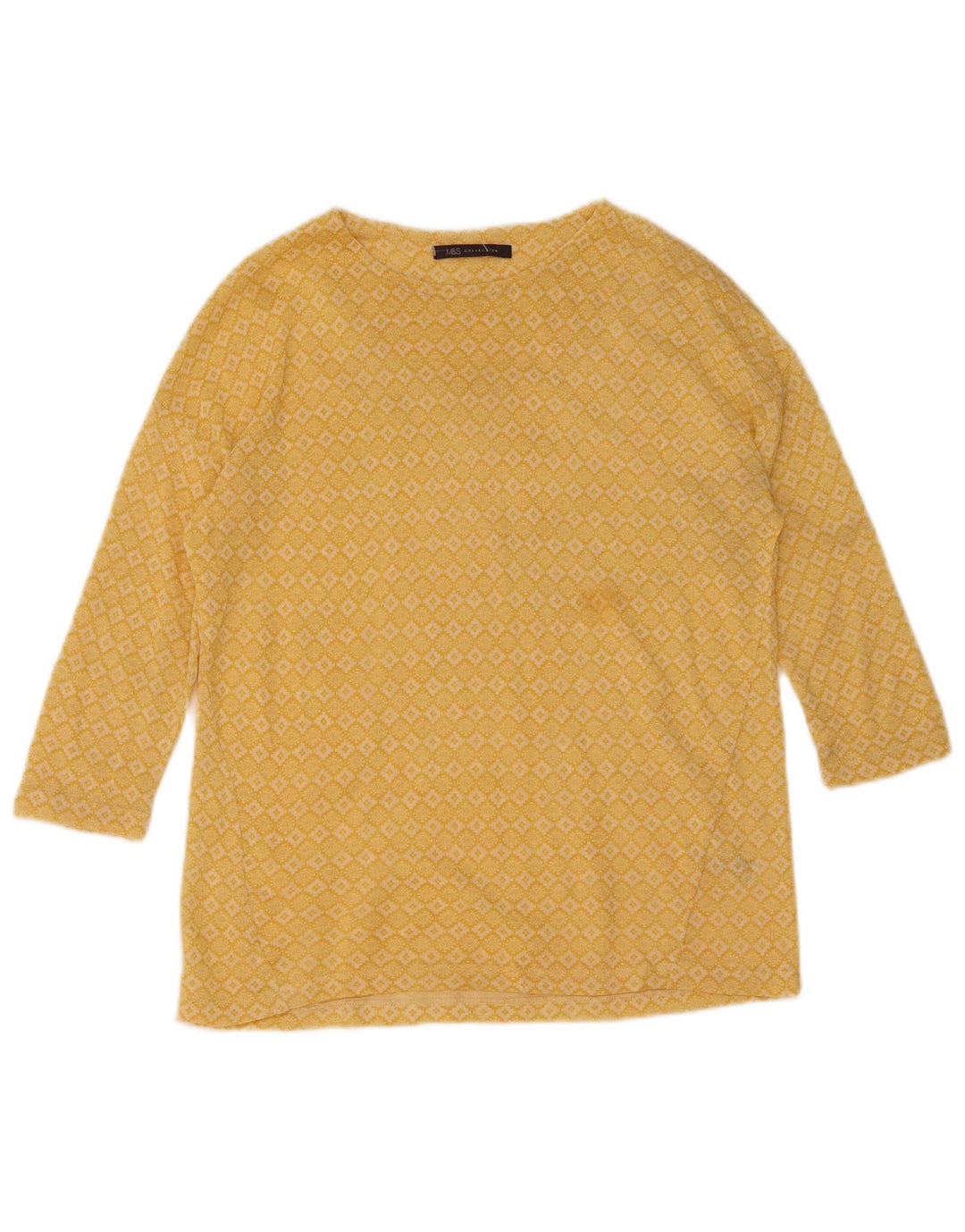 Marks & Spencer Damski top z rękawem 3/4 UK 12, średni żółty geometryczny