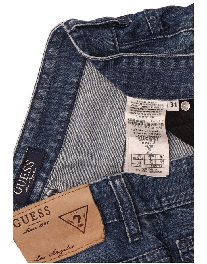Męskie spodenki jeansowe Guess W31 Średnioniebieskie, bawełniane