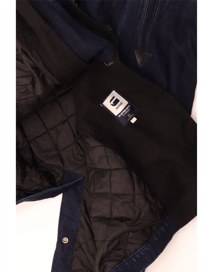 G-Star Raw Męski płaszcz dżinsowy z podwójnymi piersiami UK 40, duży, granatowy, bawełniany