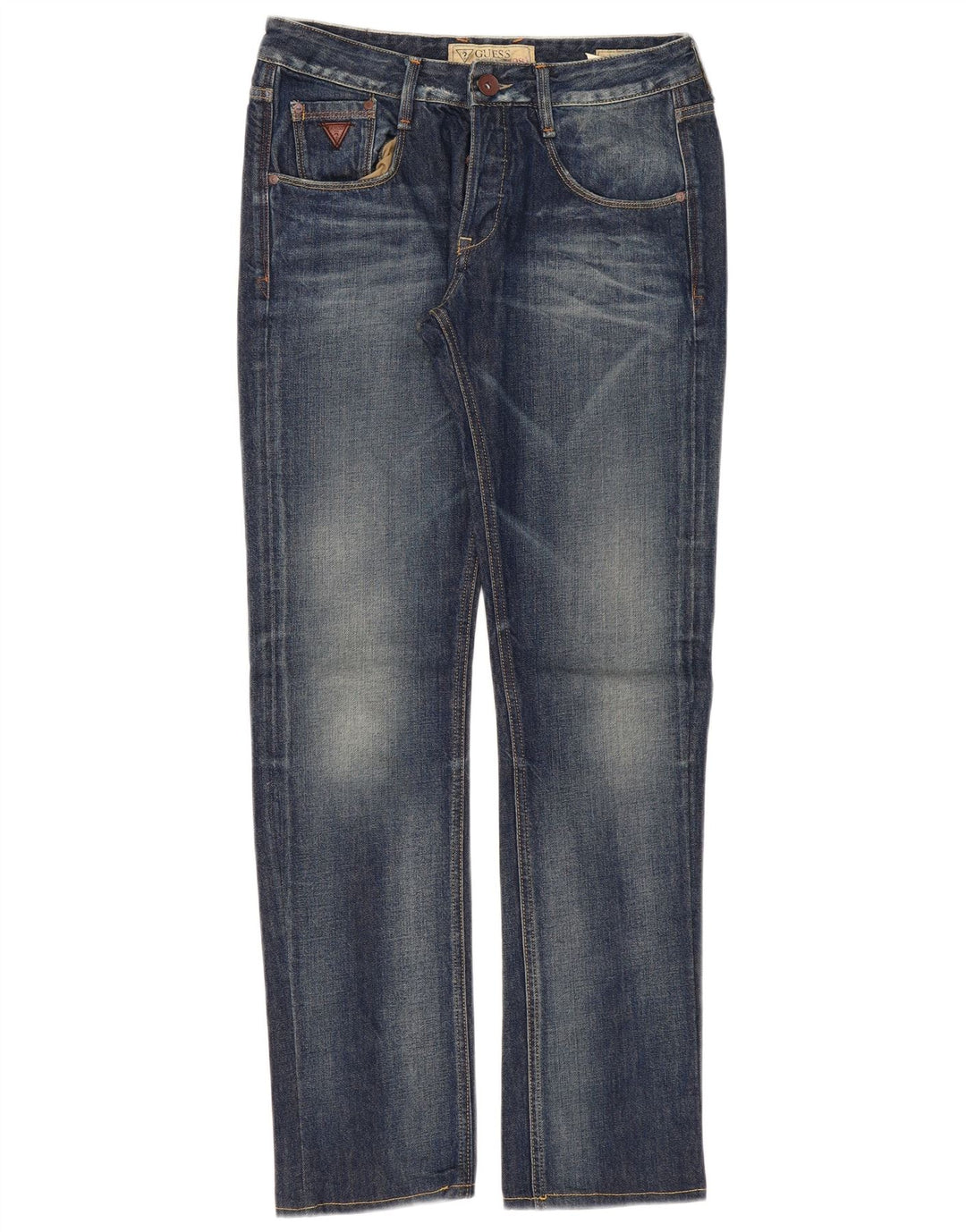 Jeansy damskie Guess Straight W30 L33 Granatowe, bawełniane