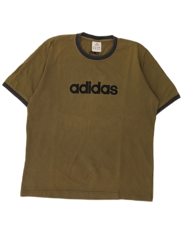Męska koszulka z grafiką Adidas, średnia, bawełniana khaki