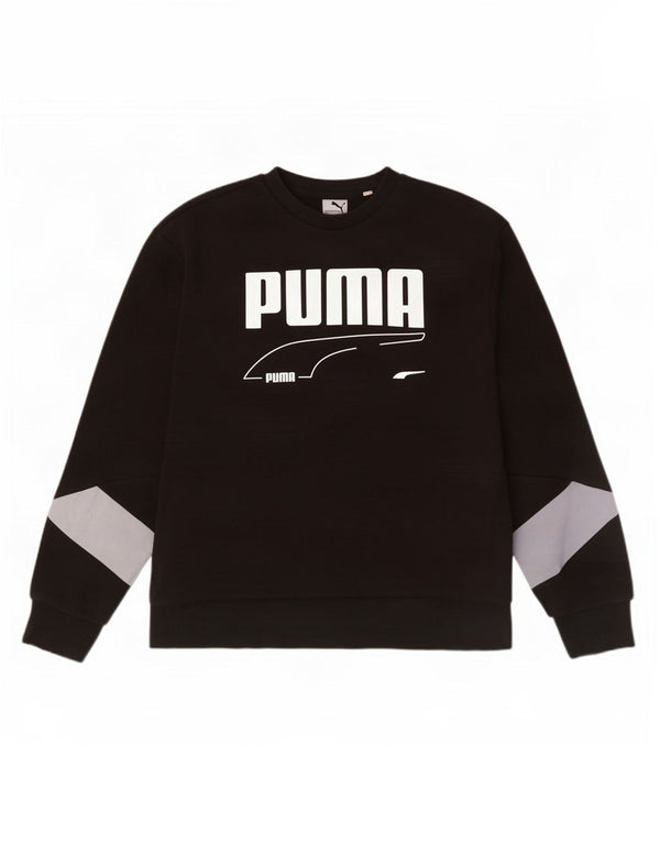 Męska bluza Puma z grafiką, sweter XL, czarna, bawełniana z blokami kolorów