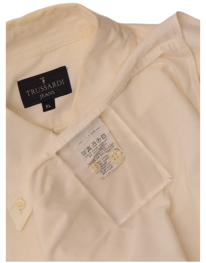 Koszula męska Trussardi Jeans XL, biała, bawełniana