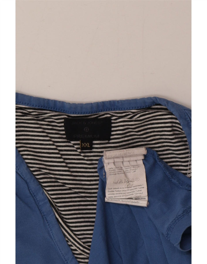 T-shirt męski Jack & Jones, top 2XL, niebieska bawełna