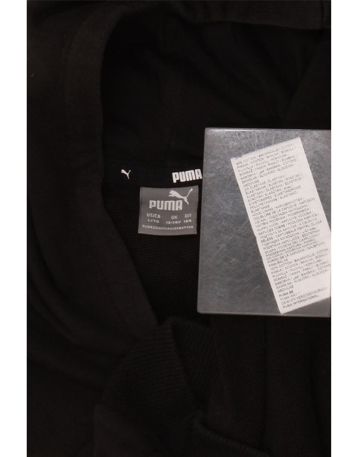 Dziewczęcy sweter z kapturem i grafiką PUMA, 13-14 lat, czarna bawełna